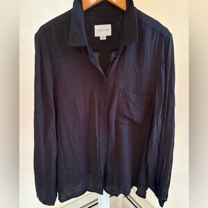 (NWOT) American Eagle Lightweight Black Button-Down Shirt — Size L